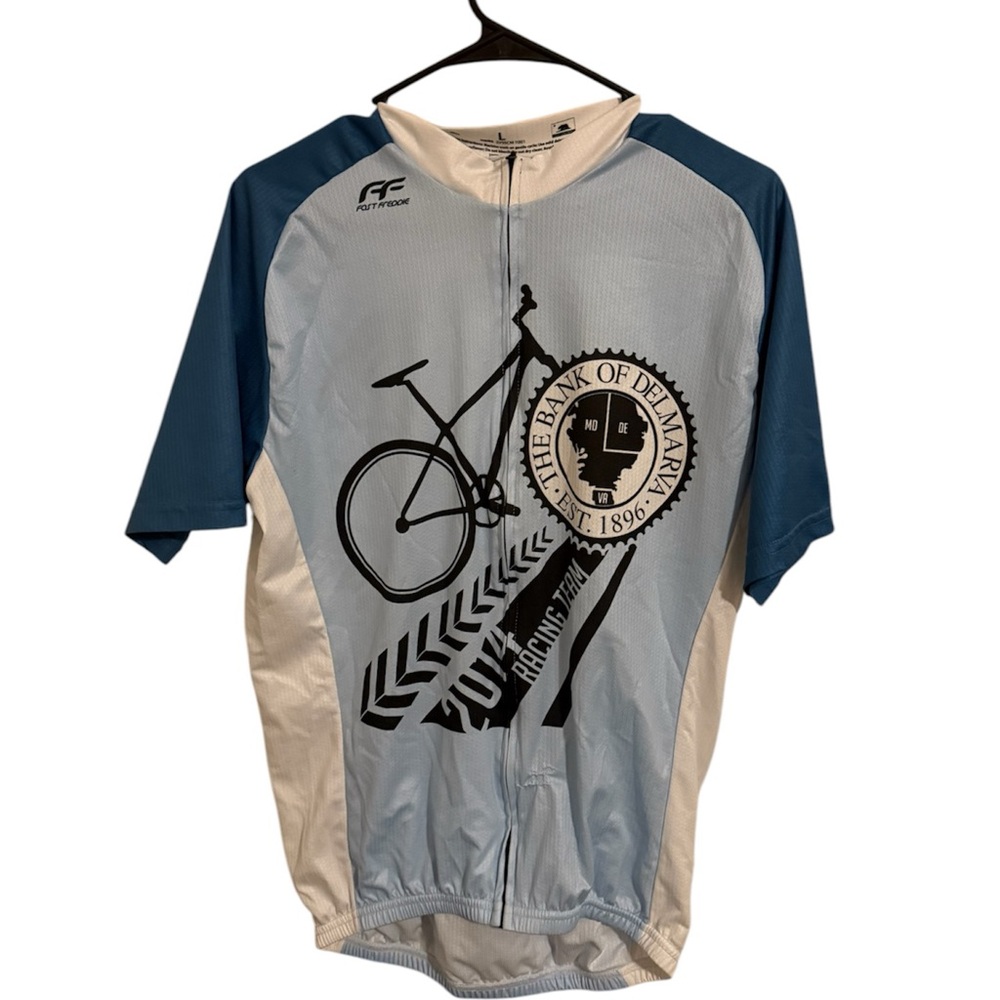 Blue and White Cycling Jersey